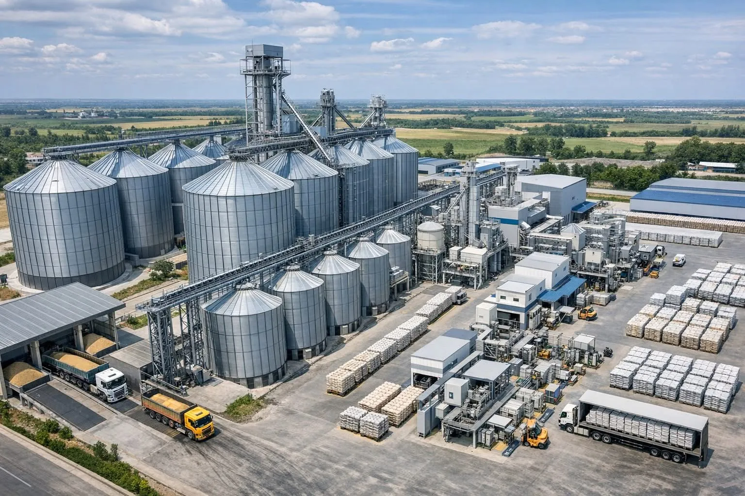 Steel grain silos for cold-climate storage at the project